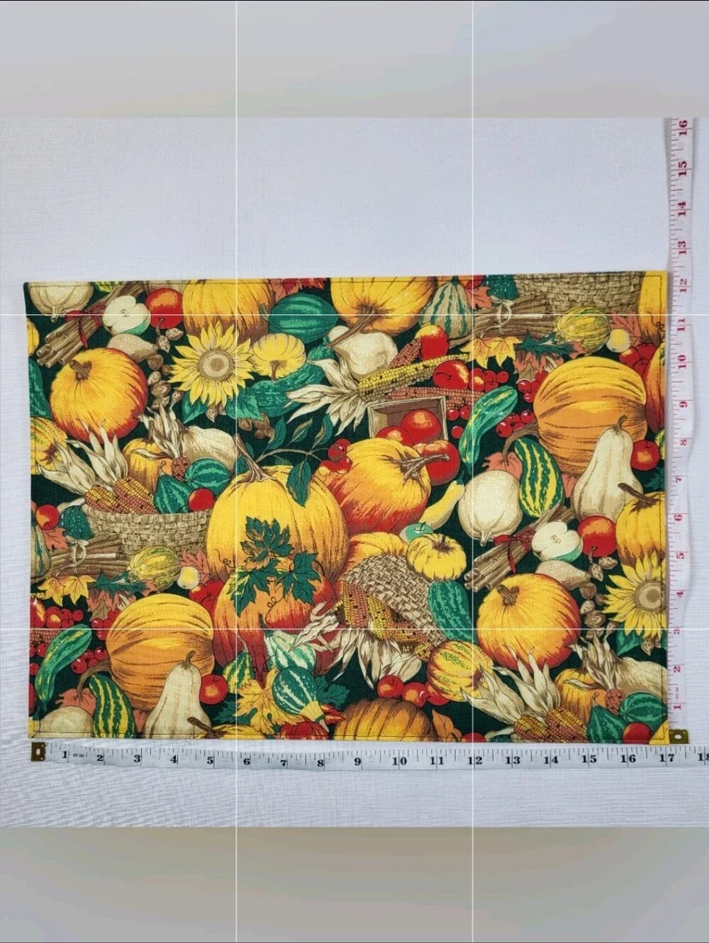 Ex-Cell Harvest Pumpkin Cloth PLACEMATS Lot of 4 Thanksgiving Fall 17